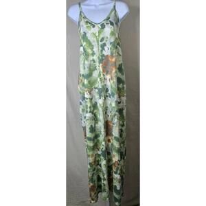 Zenana Maxi Dress Green Orange Women’s XL Adjustable Straps Sleeveless Tank